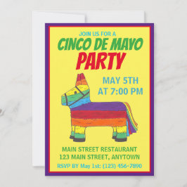 Cinco de Mayo Fest Firande Regnbåge Åsna Piñata Inbjudningar