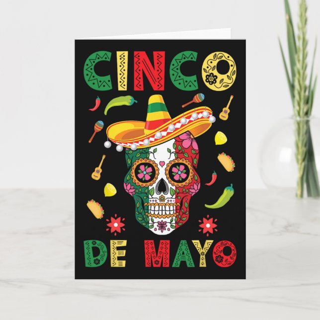 Cinco De Mayo-fest Socker Skalle Mexikansk Fiesta  Kort (Framsida)