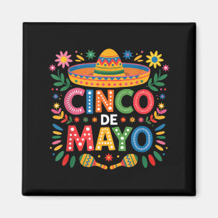 Cinco De Mayo Fest Sombrero Fiesta Maracas Blommig Magnet