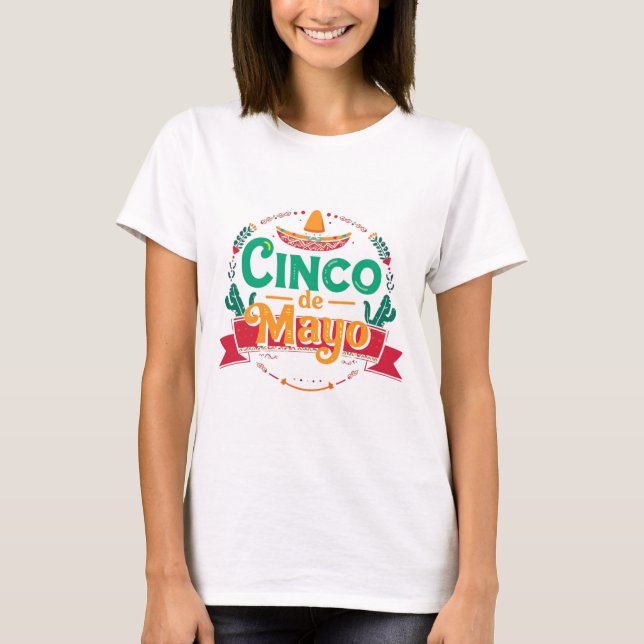 Cinco de Mayo Festiv Fiesta Sombrero T Shirt (Framsida)