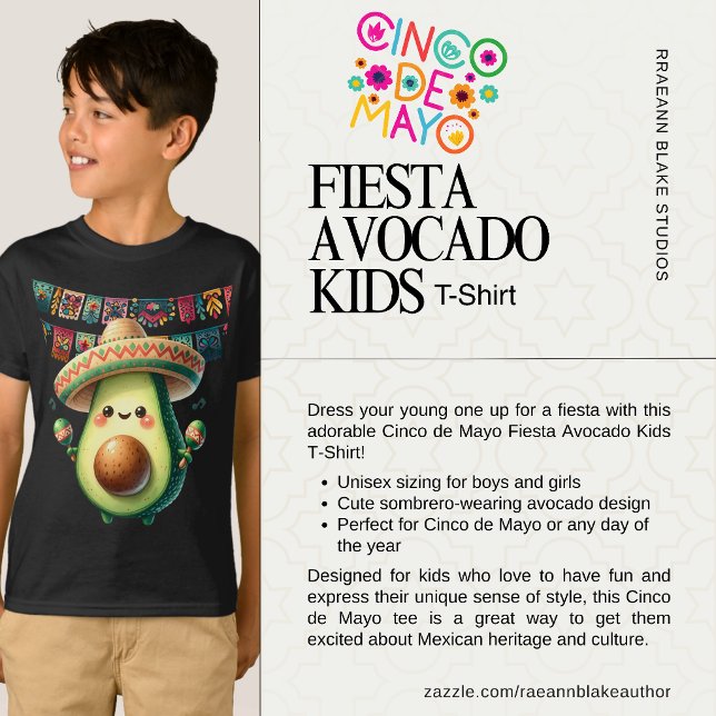 Cinco de Mayo Fiesta Avocado Kids T-Shirt (Skapare uppladdad)