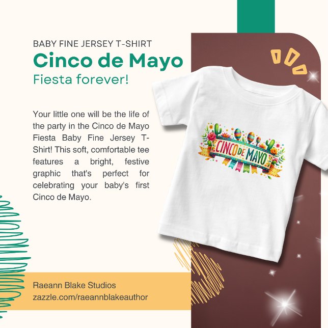 Cinco de Mayo Fiesta Baby Fin Jersey T-Shirt (Skapare uppladdad)