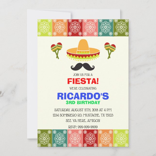 CINCO DE MAYO FIESTA BIRTHDAY BOY INVICATION INBJUDNINGAR (Framsida)