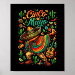 Cinco De Mayo Fiesta Mexican Boy Poncho Party för Poster