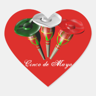 Cinco de mayo, fiesta mexican hjärtformat klistermärke