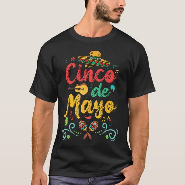 Cinco De Mayo Fiesta Mexikansk Fest 5 De T Shirt (Framsida)