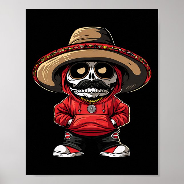 Cinco De Mayo Fiesta Mexiko Skeleton Party Sombrer Poster (Framsidan)