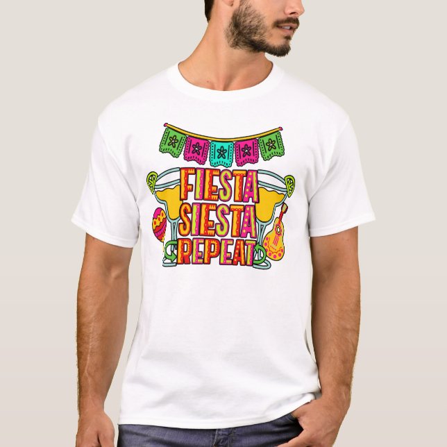 CINCO DE MAYO Fiesta Siesta Upprepa T Shirt (Framsida)