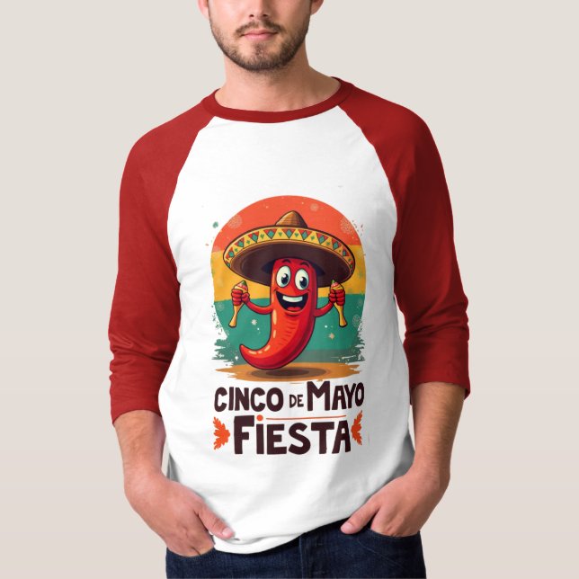 Cinco de Mayo Fiesta - Spicy & Roligt Mexikanska P T Shirt (Framsida)