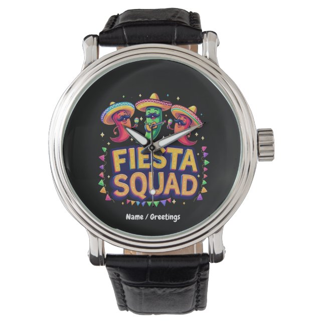 Cinco de Mayo Fiesta Squad Familjen Mexikanska Par Armbandsur (Framsida)