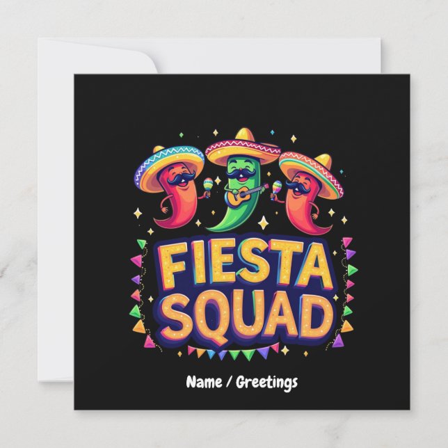Cinco de Mayo Fiesta Squad Familjen Mexikanska Par Inbjudningar (Framsida)