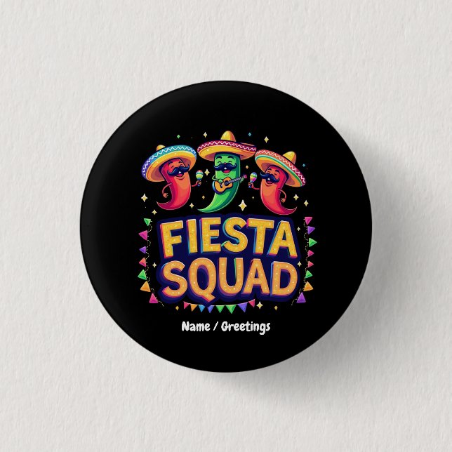 Cinco de Mayo Fiesta Squad Familjen Mexikanska Par Knapp (Framsida)