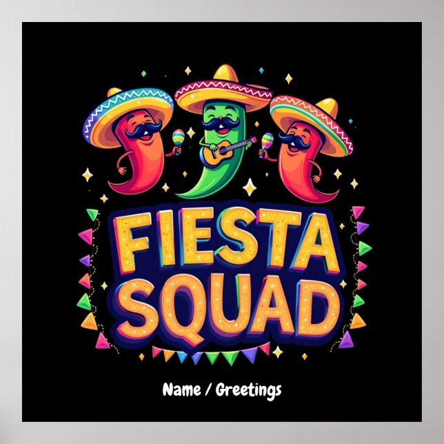 Cinco de Mayo Fiesta Squad Familjen Mexikanska Par Poster (Framsidan)