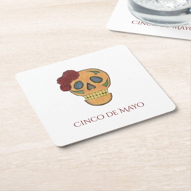 Cinco de Mayo Fiesta Sugar Skull Party Underlägg Papper Kvadrat (Vinklad)