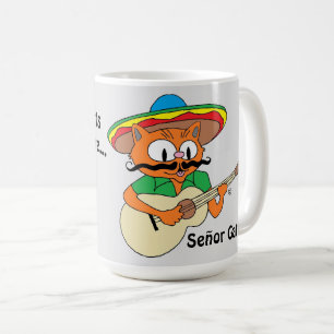 Cinco De Mayo Fiesta Tecknad Mustache Cat Funny Kaffemugg