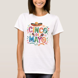 Cinco De Mayo Fiesta Vattenfärg Sombrero Maracas T Shirt