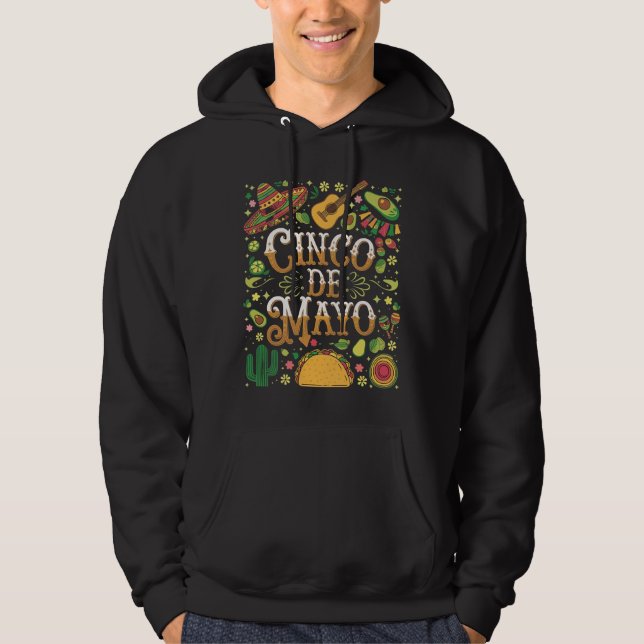 Cinco De Mayo-firande Roliga Festelement Hoodie (Framsida)