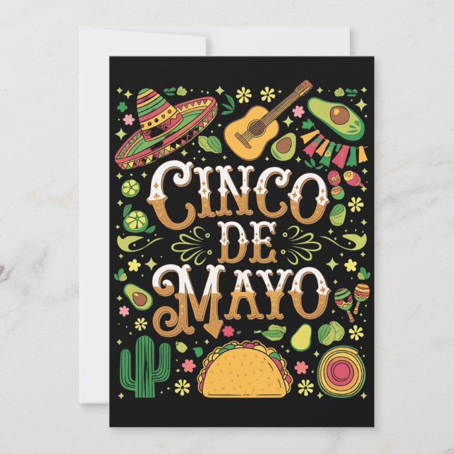 Cinco De Mayo-firande Roliga Festelement Inbjudningar (Framsida)