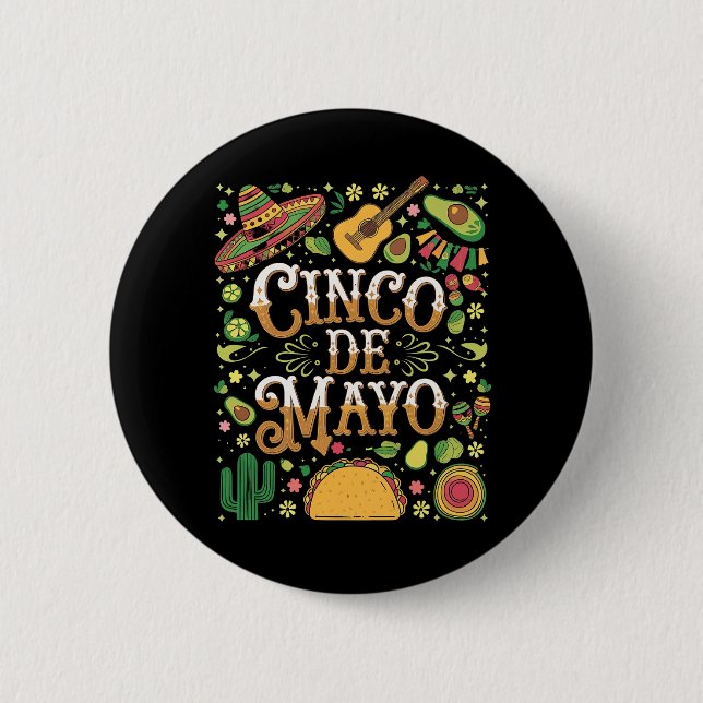 Cinco De Mayo-firande Roliga Festelement Knapp (Framsida)