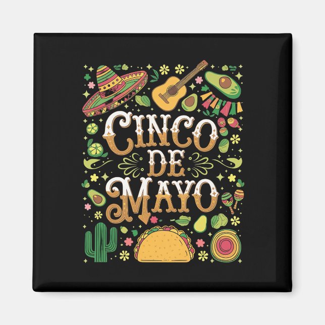 Cinco De Mayo-firande Roliga Festelement Magnet (Framsidan)