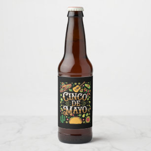 Cinco De Mayo-firande Roliga Festelement Ölflaska Etikett