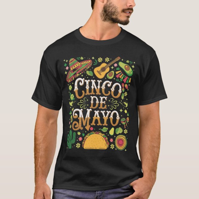 Cinco De Mayo-firande Roliga Festelement T Shirt (Framsida)