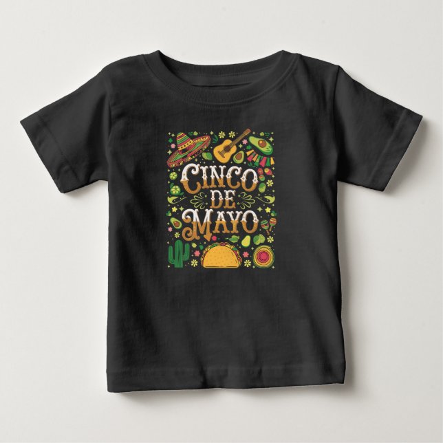 Cinco De Mayo-firande Snygga festsymboler T Shirt (Framsida)