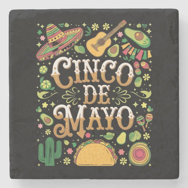 Cinco De Mayo-firande Söta fastelement Stenunderlägg (Framsidan)