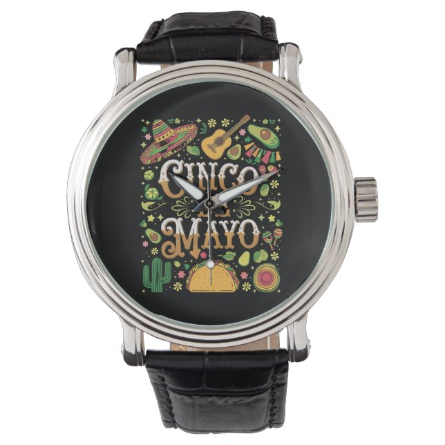 Cinco De Mayo-firande Söta festsymboler Armbandsur (Framsida)