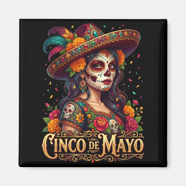 Cinco de mayo flicka mexikansk fiesta 5 de mayo Ci Magnet (Framsidan)