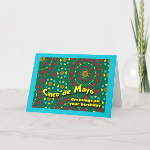 Cinco de Mayo födelsedag, färgrikt mosaiskt Kort