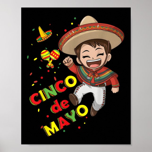 Cinco De Mayo För barn Boys Mexican Design Fantast Poster (Framsidan)