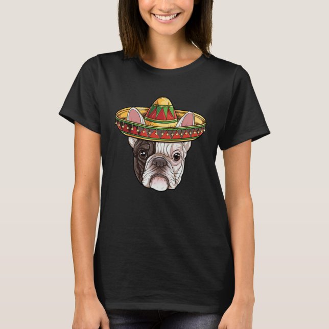 Cinco de Mayo French Bulldog Mexican Sombrero Boys T Shirt (Framsida)