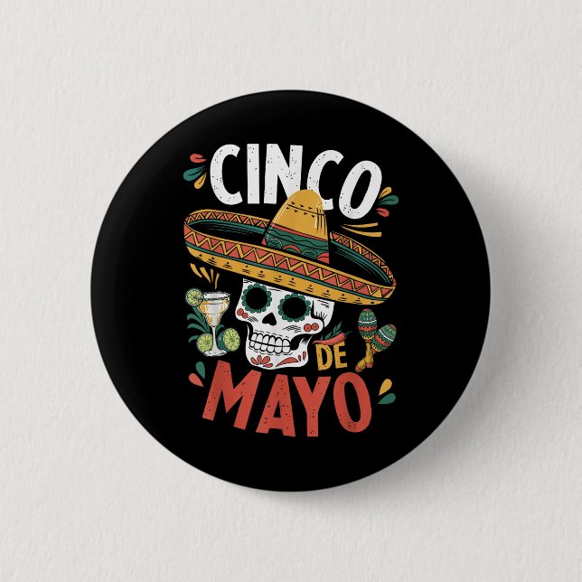 Cinco De Mayo Funny Camisa Mexican Sombrero Fiesta Knapp (Framsida)