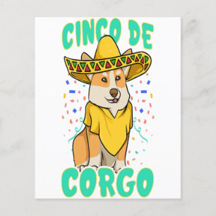 Cinco de Mayo Funny Corgi Hund med Poncho _ Mexii Flygblad