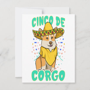 Cinco de Mayo Funny Corgi Hund med Poncho _ Mexii Inbjudningar