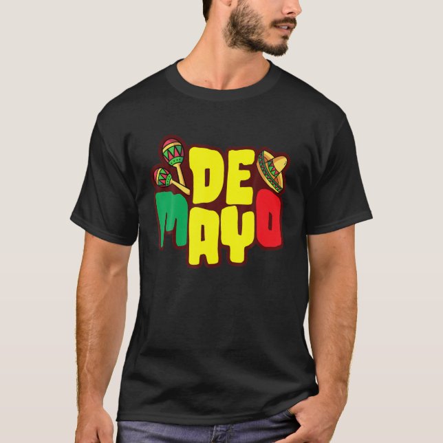 Cinco De Mayo Funny Hand Skriv ut mexikanskt fett T Shirt (Framsida)