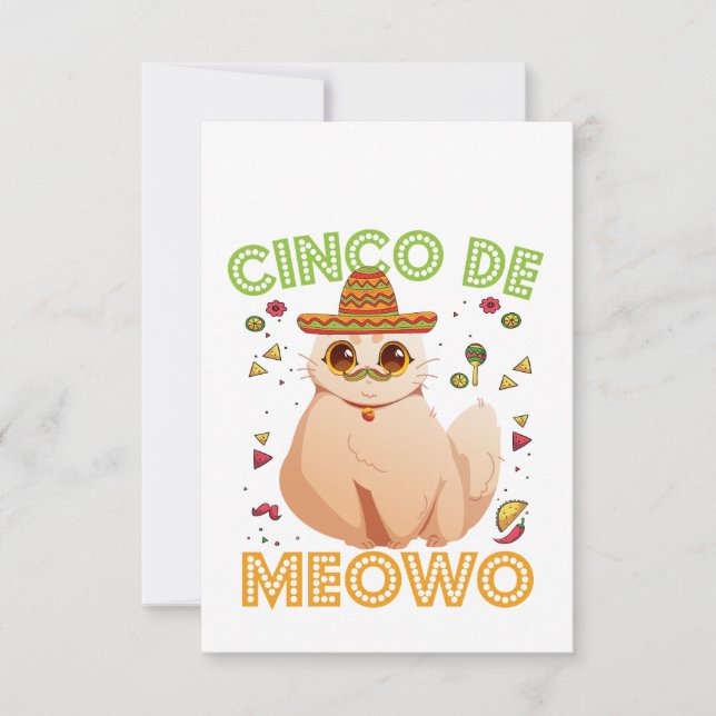 Cinco De Mayo Funny Mexican Cat Cindo De Mayo Gift Tack Kort (Framsida)