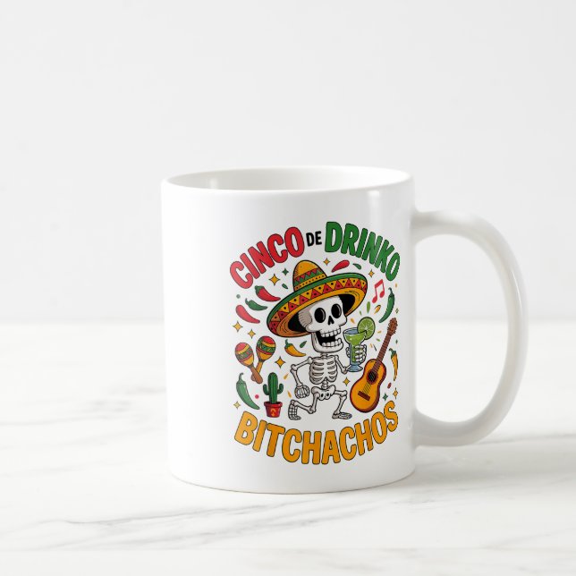 Cinco De Mayo Funny Mexican Party Cinco De Drinko Kaffemugg (Höger)