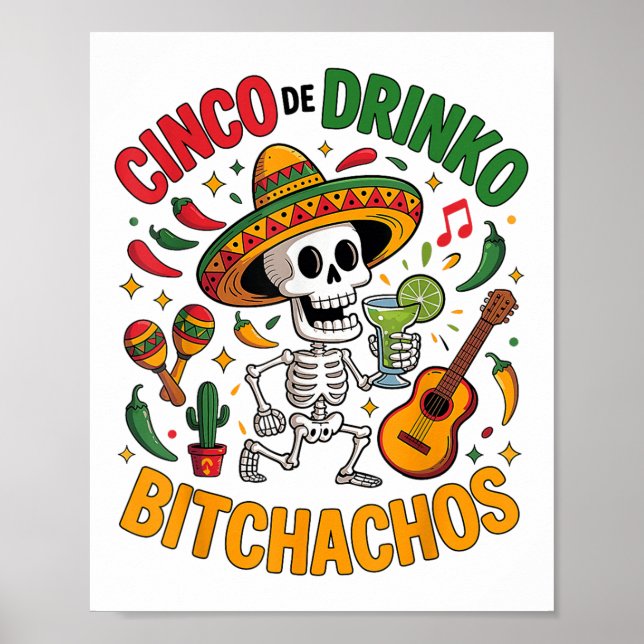 Cinco De Mayo Funny Mexican Party Cinco De Drinko Poster (Framsidan)