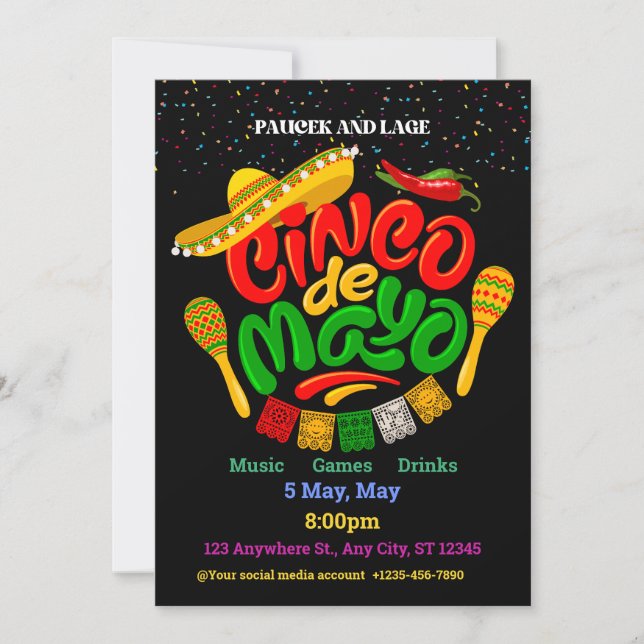 Cinco De Mayo Funny Party Mexican Fiesta Inbjudningar (Framsida)