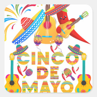 cinco de mayo fyrkantigt klistermärke