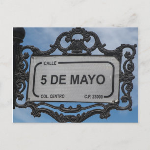 Cinco de Mayo Gatuskylt La Paz Mexiko Vykort