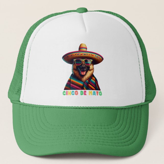 Cinco De Mayo German Shepherd with Poncho Sombrero Keps (Framsida)