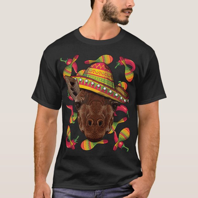 Cinco de Mayo Giraffe Sombrero Mexican Giraffe Fie T Shirt (Framsida)