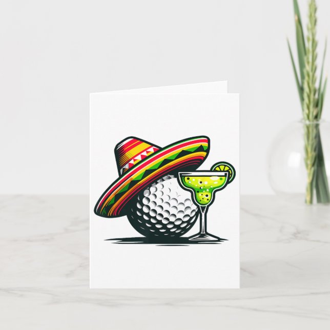 Cinco de Mayo Golf Boll med Sombrero och Margarit Kort (Framsida)