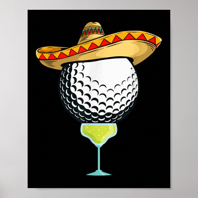 Cinco de Mayo Golf Boll med Sombrero och Margarit Poster (Framsidan)