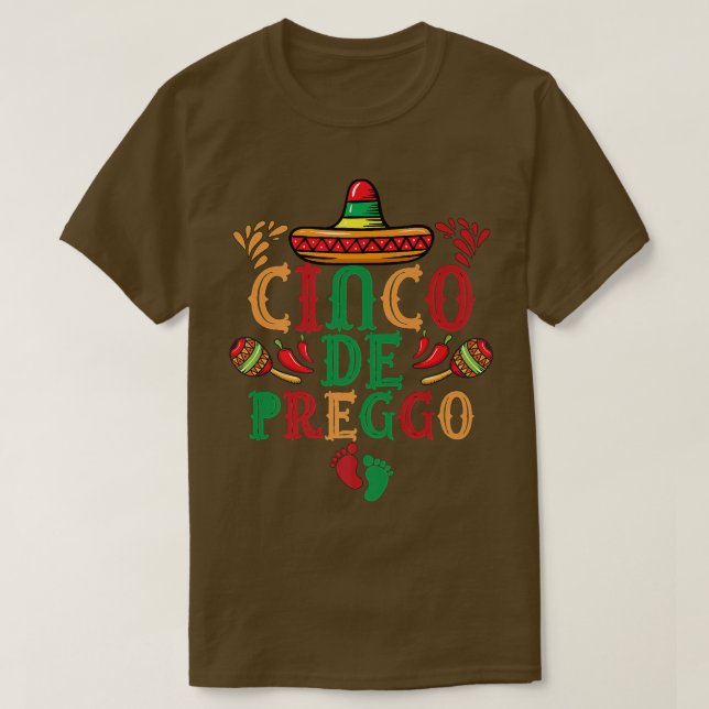 Cinco De Mayo Gravid Announcement Funny Cinco D T Shirt (Design framsida)