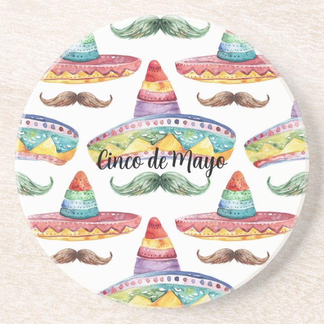Cinco de Mayo Gröna Bruna Mustascher Underlägg (Framsidan)