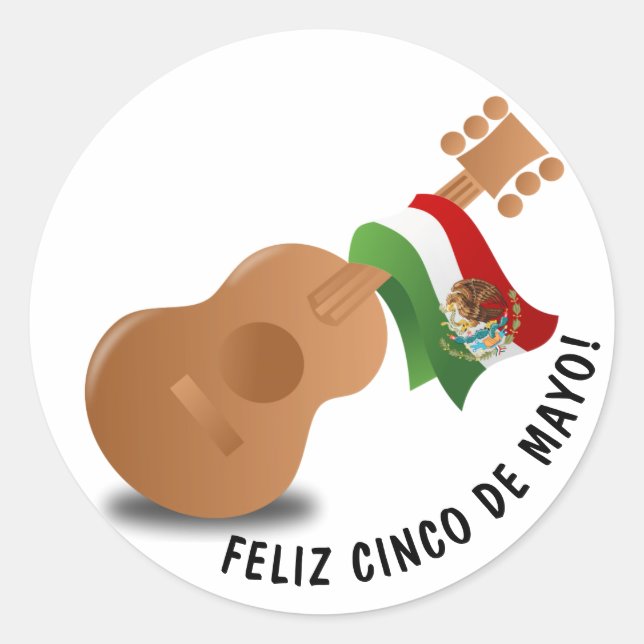 Cinco De Mayo Guitar Runt Klistermärke (Framsida)